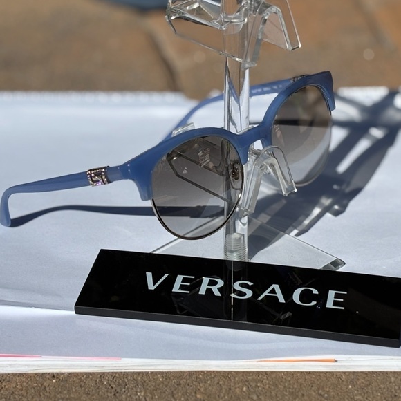 New Versace Blue Gold Crystals Sunglasses MOD4326B 52276V - Picture 4 of 14